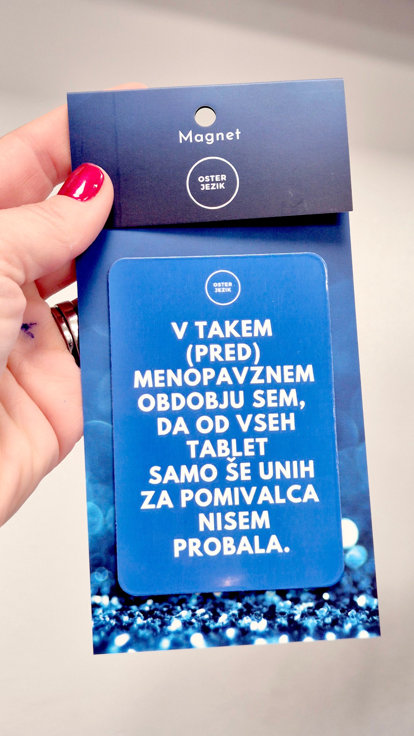 Magnet MENOPAVZA,... modra barva