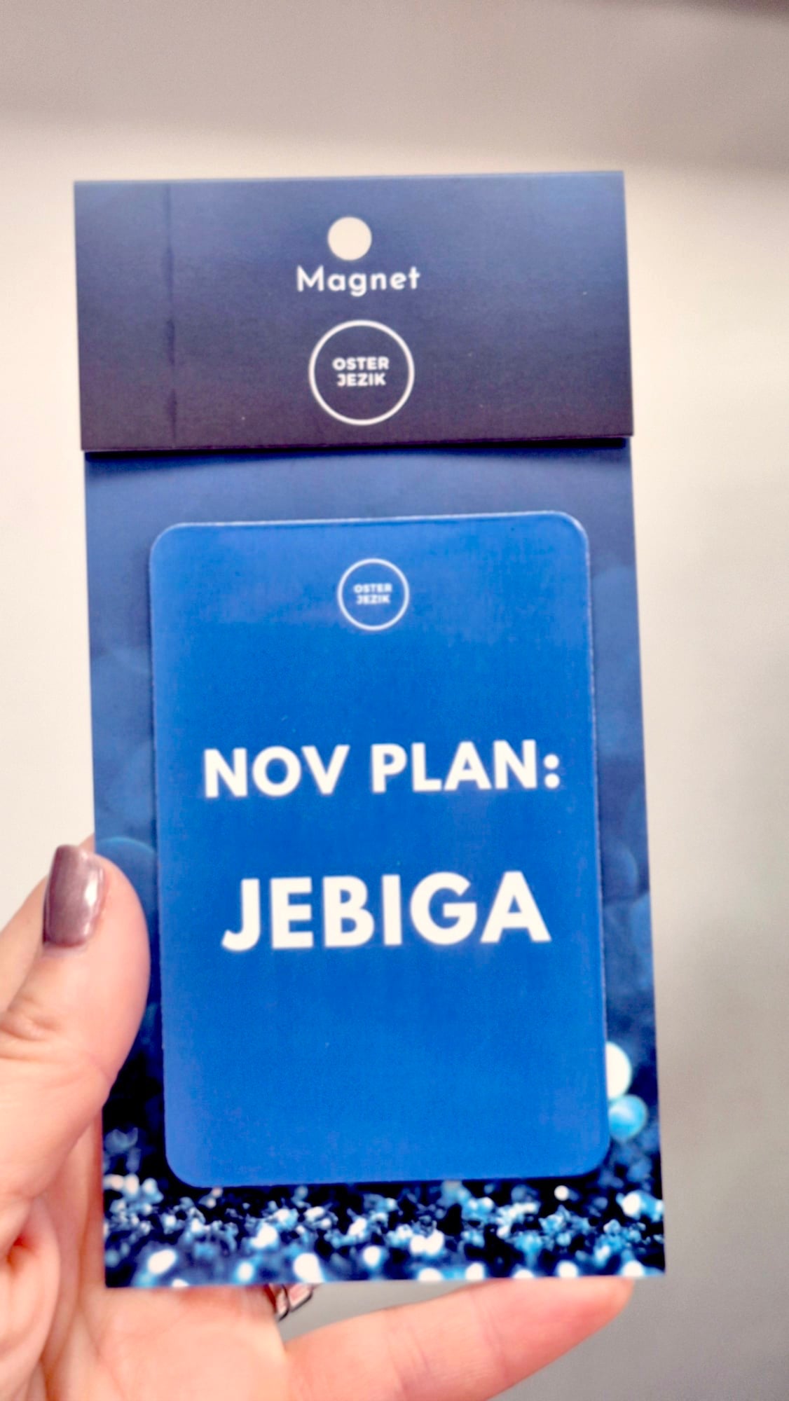 Magnet NOV PLAN: JEBIGA, modra barva