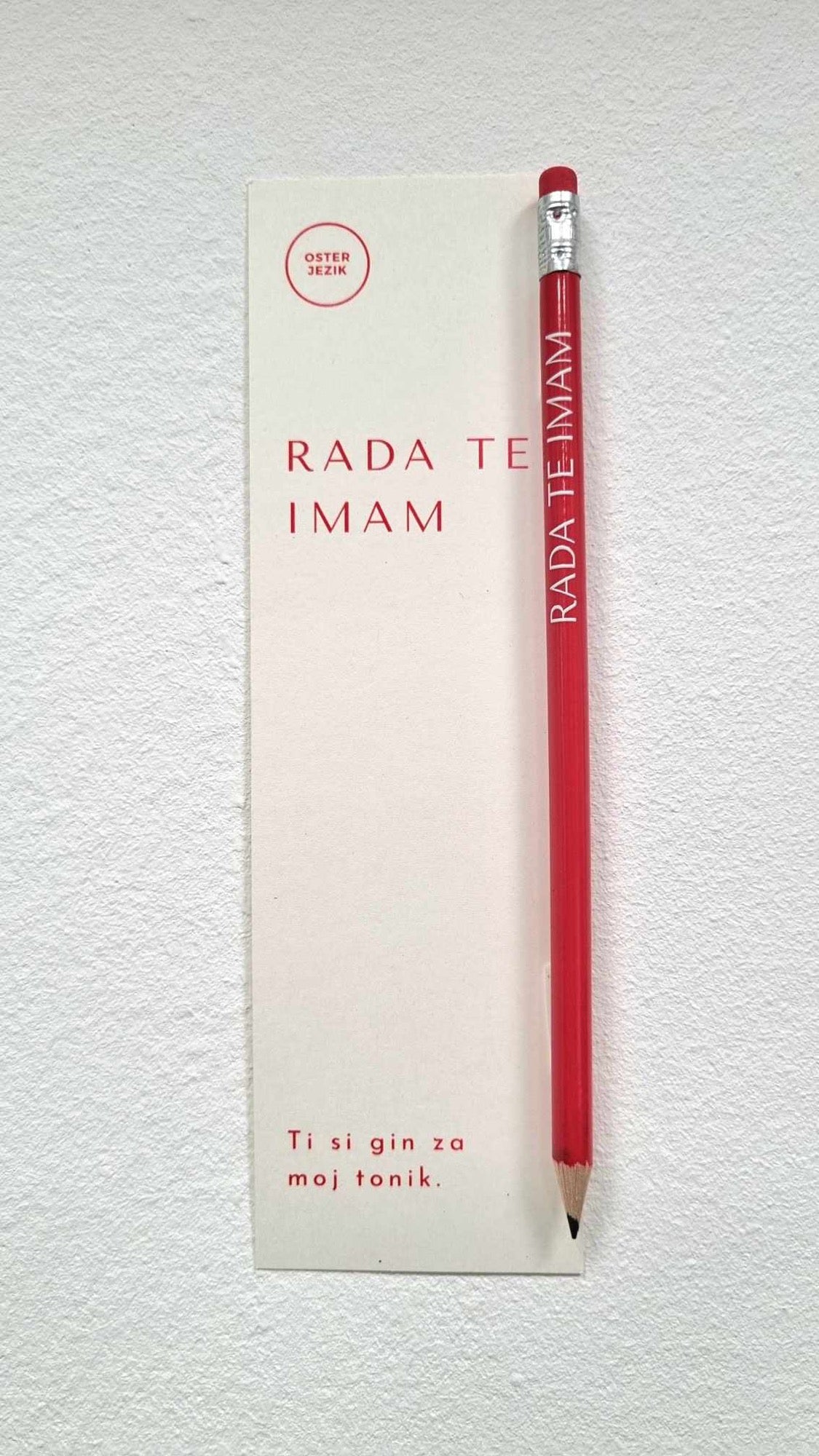 SVINČNIK S KNJIŽNIM KAZALOM "RADA TE IMAM"